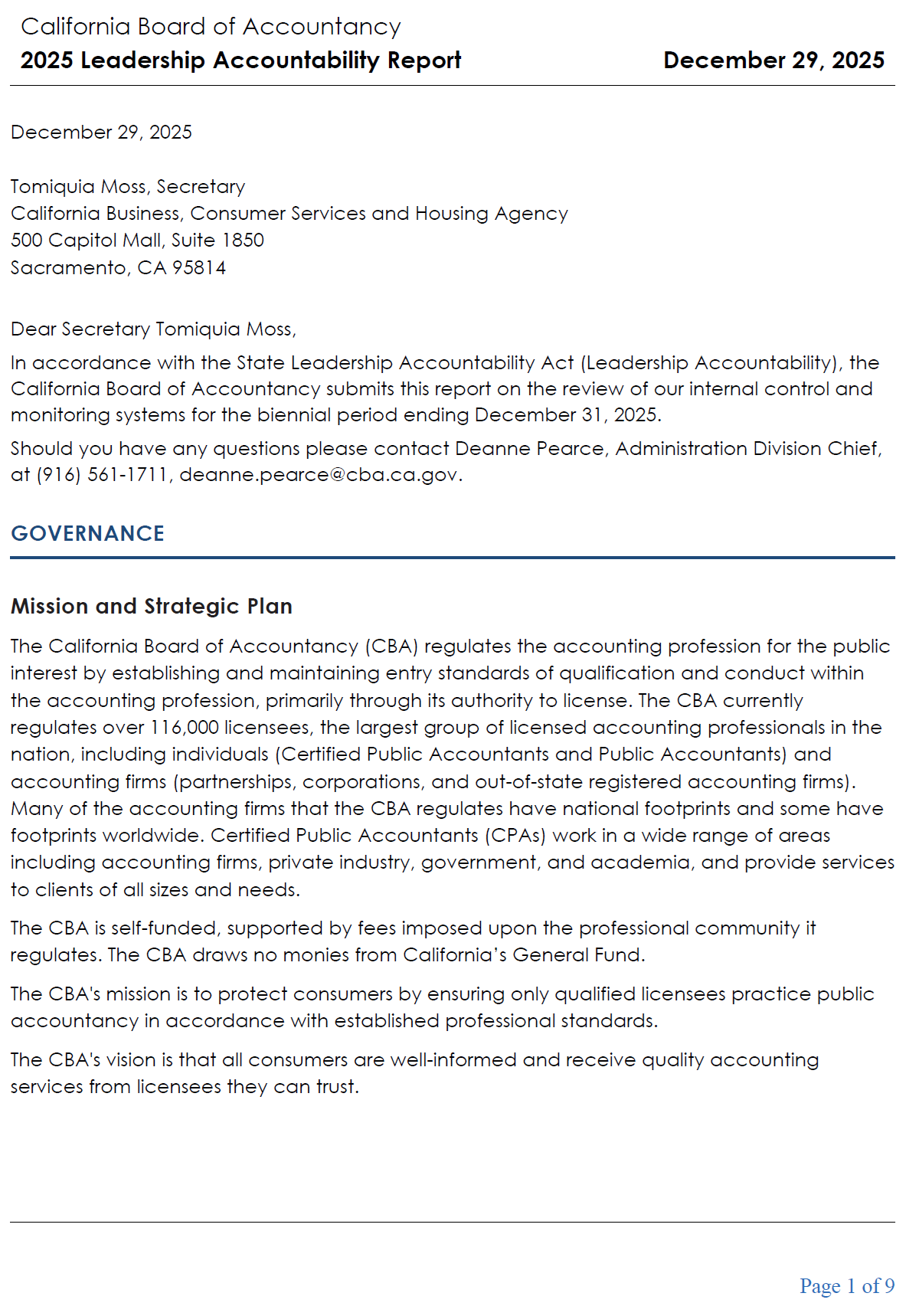 State Leadership Accountability Act Report  (2025)